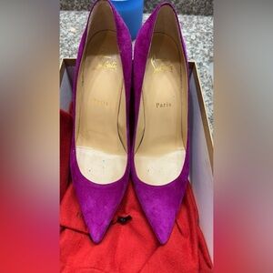 Christian Louboutin Magenta Suede Heels | Red Bottom Pumps | EU 38 / US 8 Repair